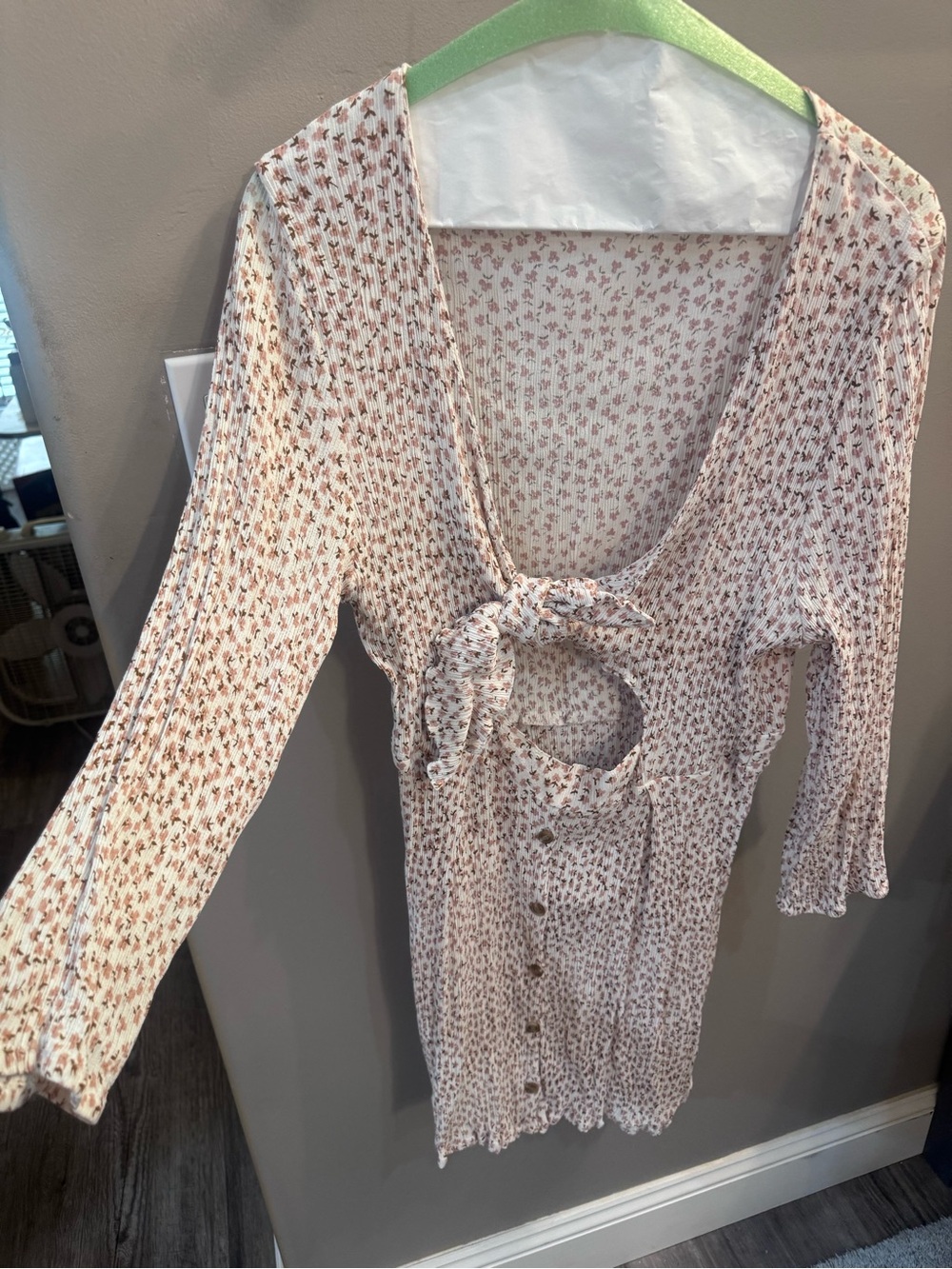 Faithfull The Brand Cream Mini Dress with Pink Floral Print